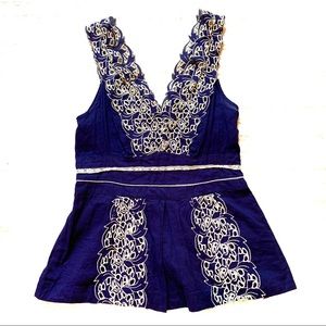 Anthropologie Floreat Peplum Sleeveless Top